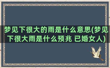 梦见下很大的雨是什么意思(梦见下很大雨是什么预兆 已婚女人)